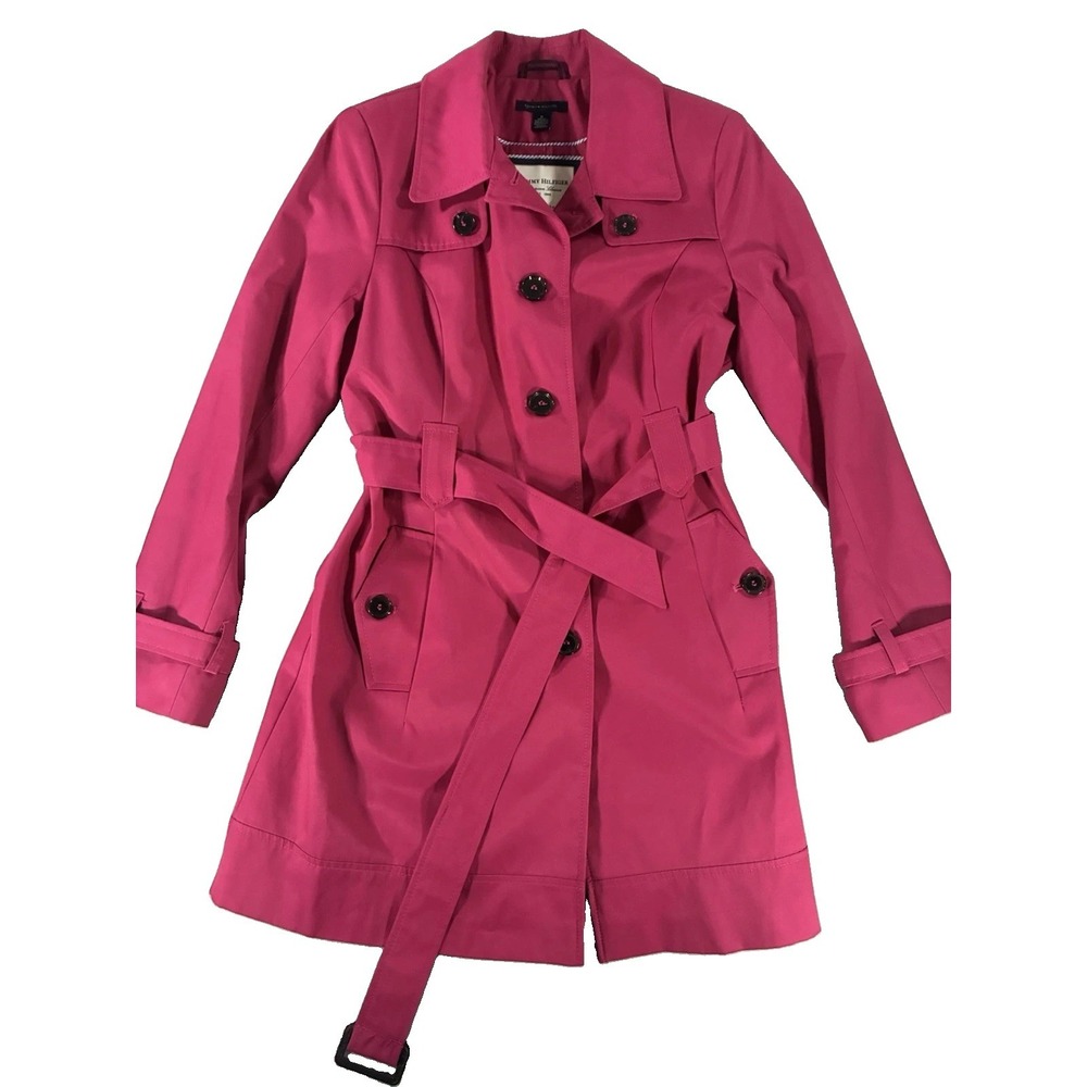 2011 Women's Tommy Hilfiger Double Breasted Belted Trench Coat. Azalea Pink. Med